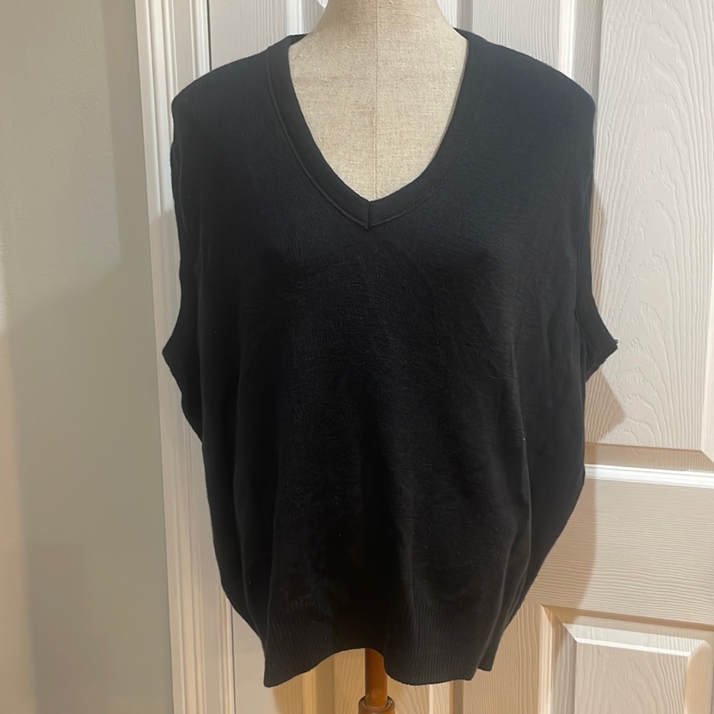 wool blend black knit sweater vest V-neck pullover sleeveless size 2X large